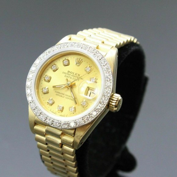 LADIES PRESIDENT ROLEX! CHAMPANGE W/ DIAMOND BEZEL main image 4